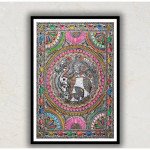 Elephant Madhubani Art Painting for Home wall Art Decor 