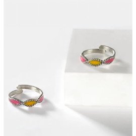 Oxidised Antique Kostha Window Toe Rings in 925 Silver