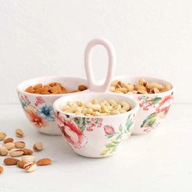 Moksha Multicolour Printed Stoneware Divided Bowl