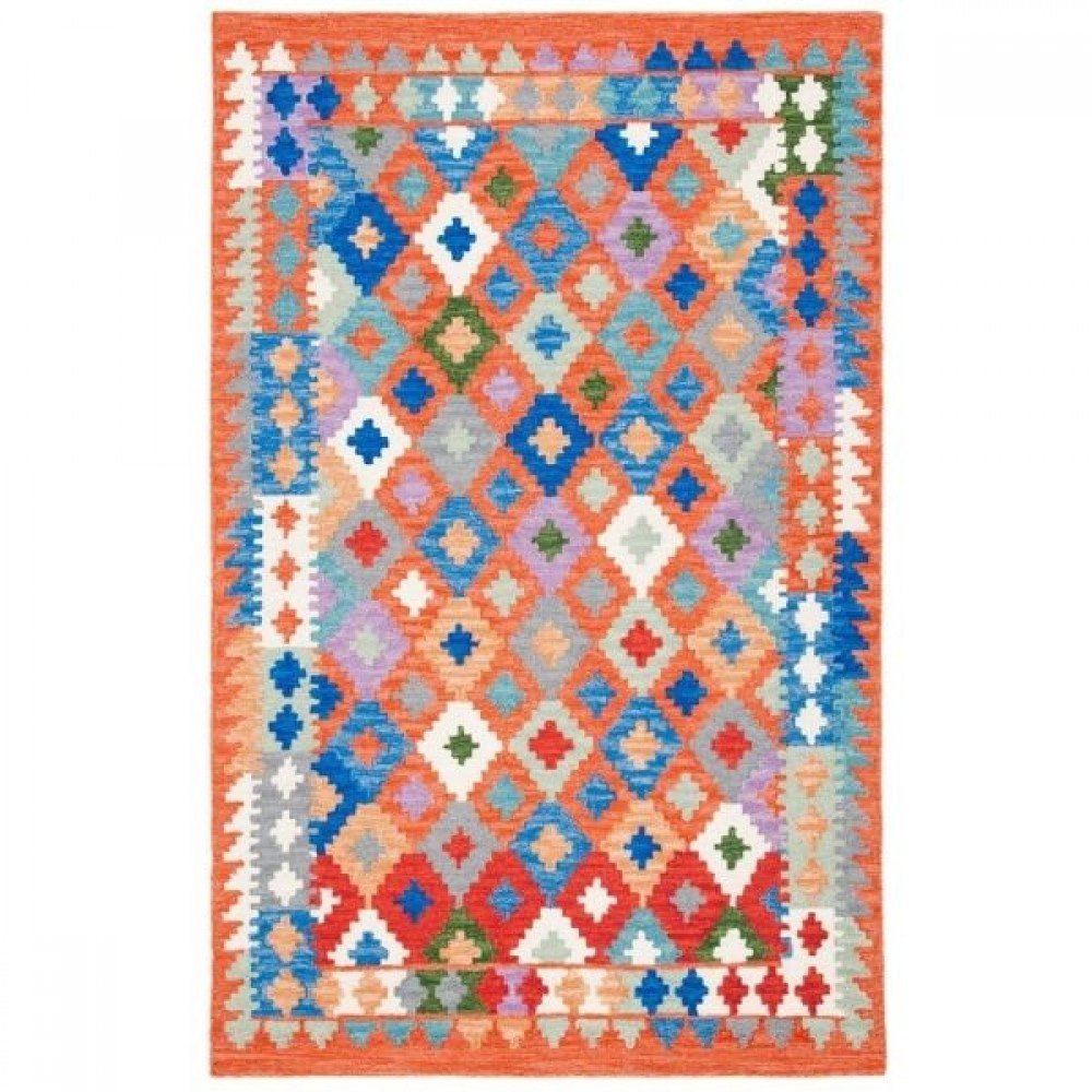 Tuscan Orange Bohemian Handmade Wool Carpet