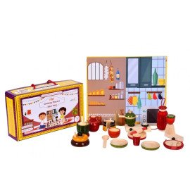 Khel Paani/ Wooden Cooking Set/ Kitchen Set for Kids/ 15 Pieces Toy Set