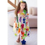 Anaario Multi-Colored Cotton & Cotton Silk Printed Anarkali Set For Girls