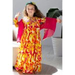 Anaario Yellow Cotton & Cotton Silk Printed Anarkali Set For Girls