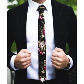 JAKE Floral Skinny Tie 2" (Linen) 